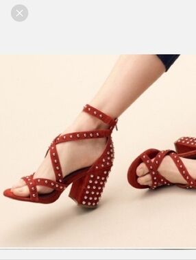 Steve Madden Rust Suede Stud Block Heel Sandals